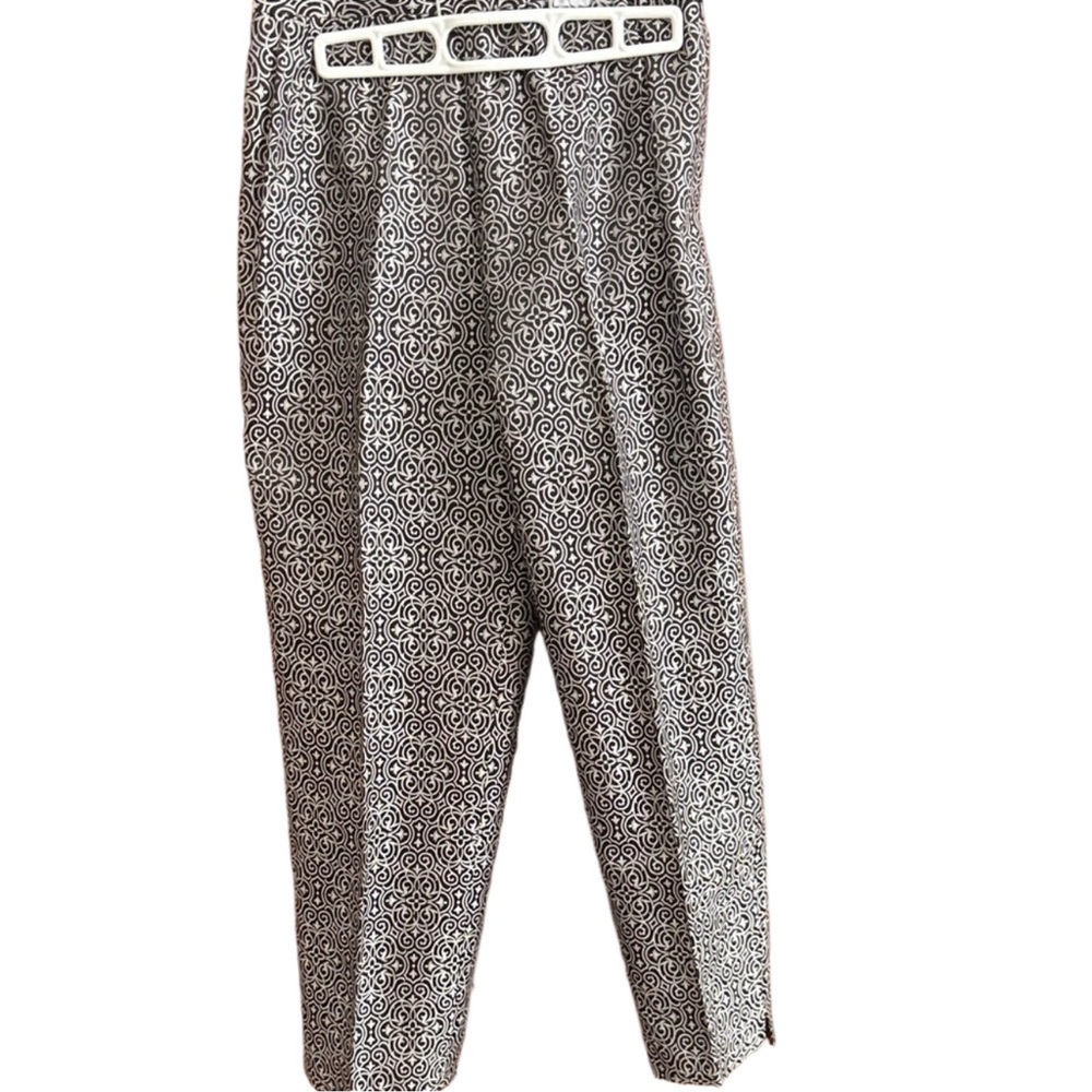 Talbots Black and White Silk Patterned Lined Pants